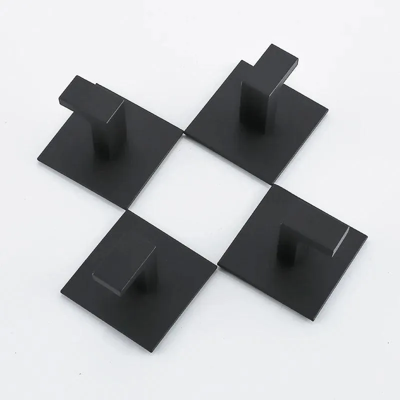 Black Aluminum Wall Hooks Set: Modern Bathroom Organizer