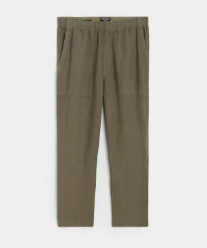 Italian Linen Beach Pant in Dried Olive